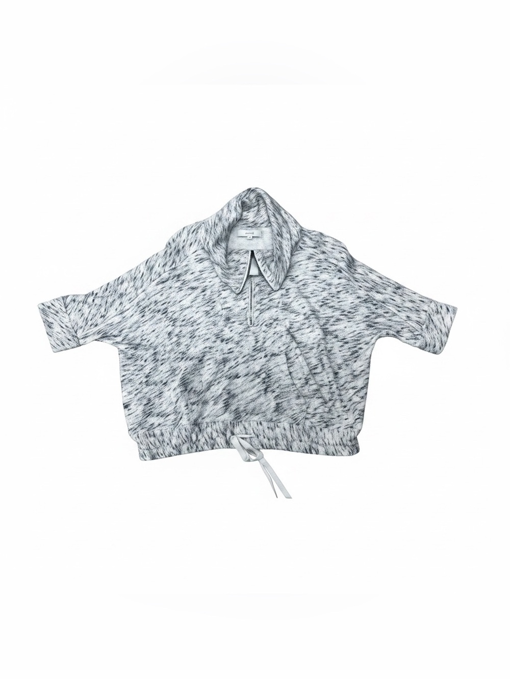 LOFT Marled Grey Quarter Zip Sweatshirt Sz XS-S Short‎ Sleeve Crop High Collar